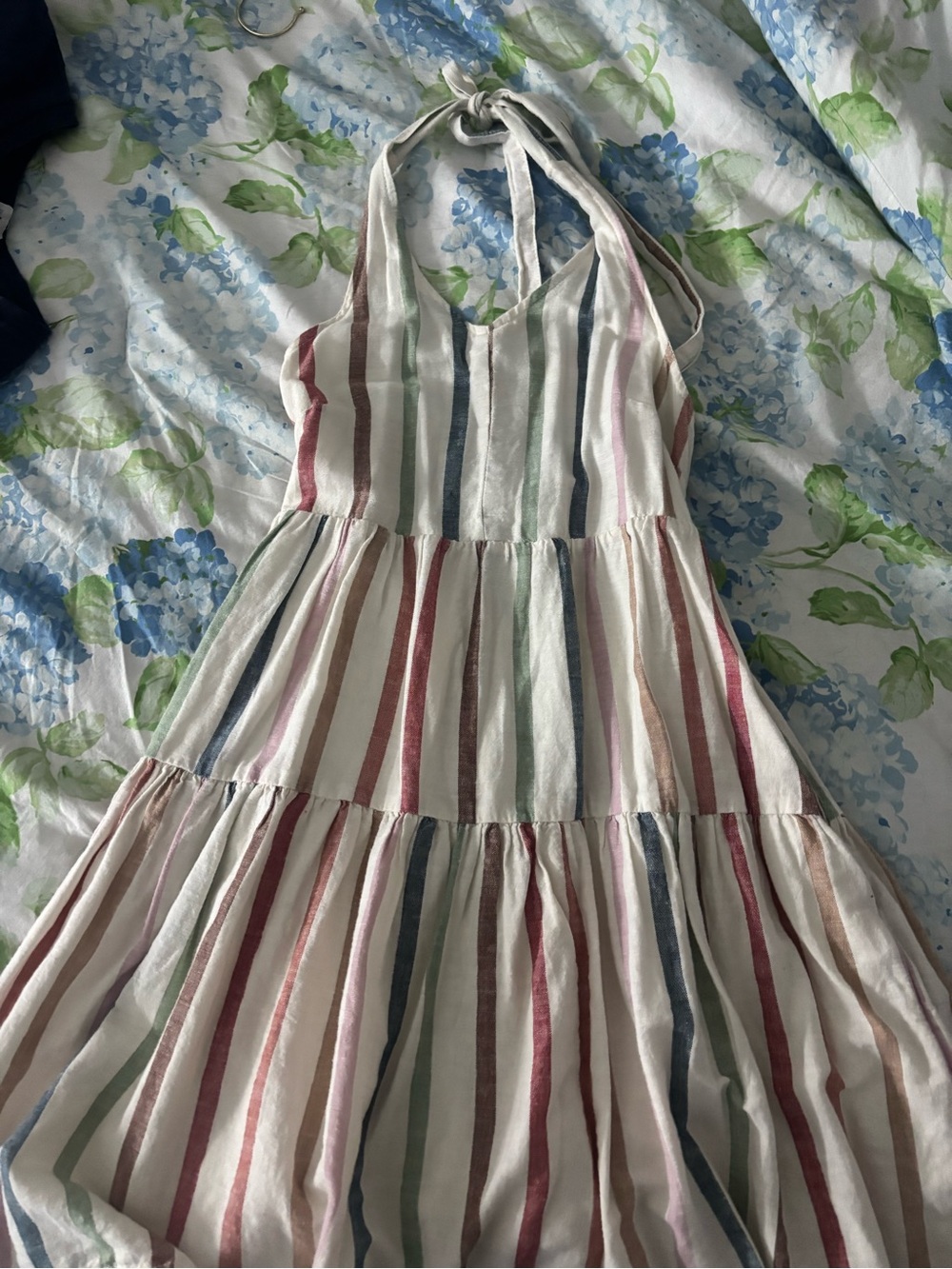 American Eagle Outfitters Multicolor Striped Halter Mini Dress - White Base